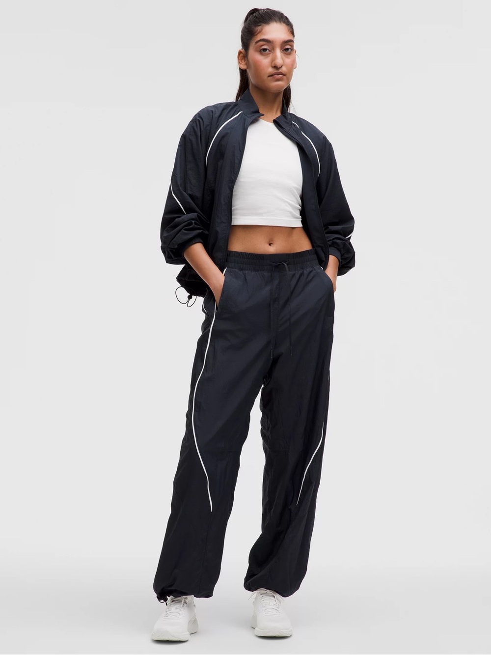 lululemon athletica Navy Jacket and Track Pants w/ White Reflective Piping - 14